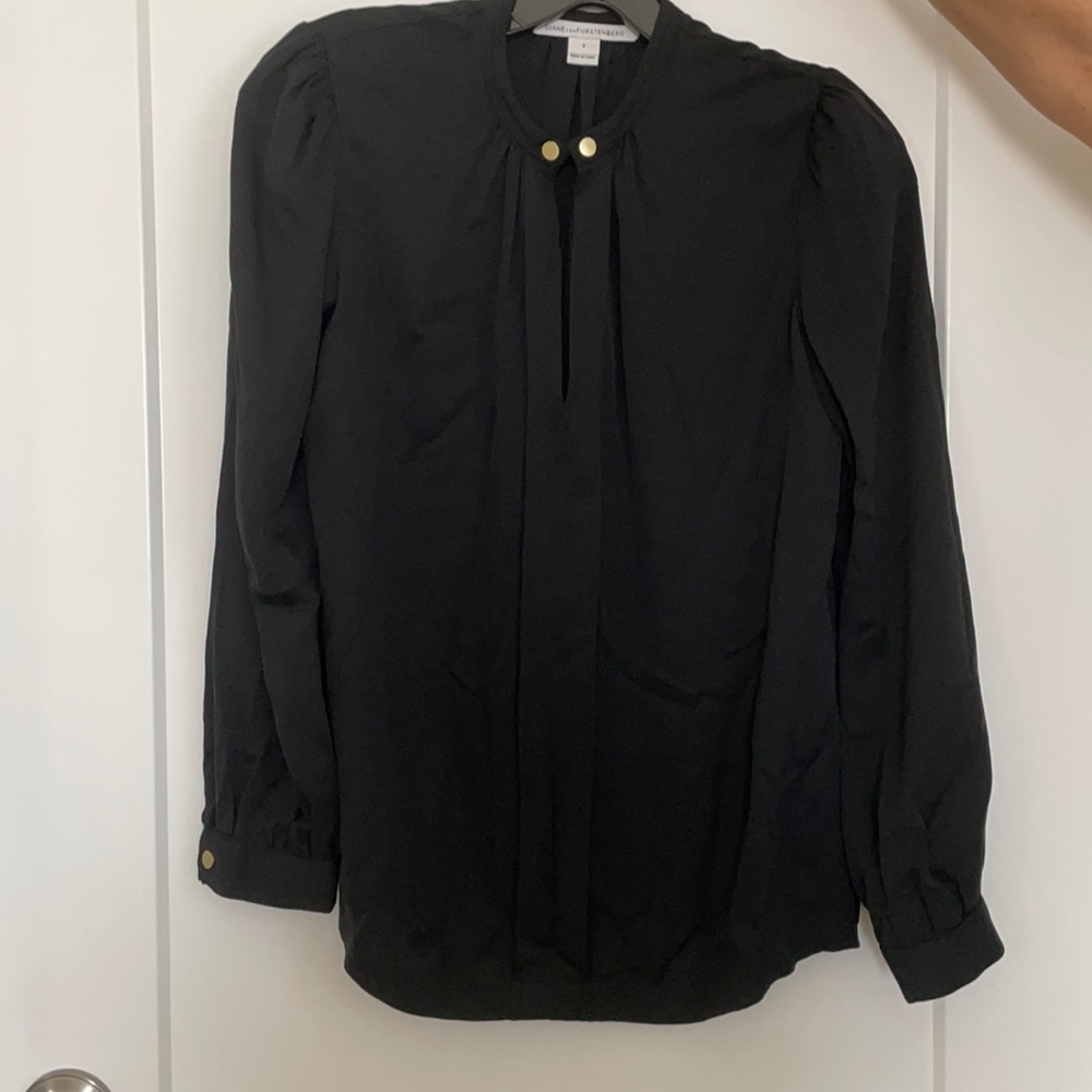 Diane Von Furstenberg Black Sill Blouse